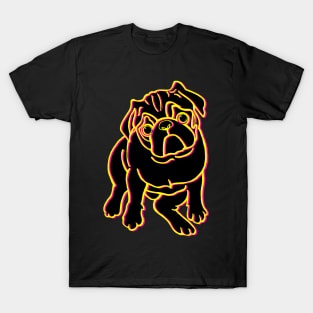 Pug Dog Black Neon Outline T-Shirt